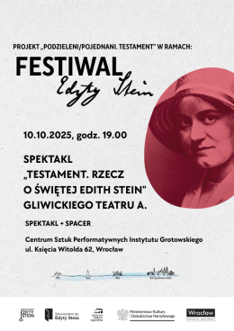 Wrocław Wydarzenie Spektakl Testament. Rzecz o Świętej Edith Stein